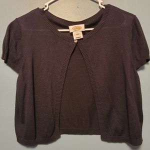 Talbots black short sleeve shrug with button